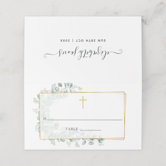 幾何学的ユーカリプテスバプテスマまたは《キリスト教》洗礼式や命名式 プレイスカード (外部開封)