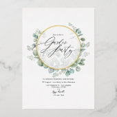 幾何学的ユーカリプトゥスハーバリウムガーデンパーティー 箔招待状 (正面)