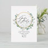 幾何学的ユーカリプトゥスハーバリウムガーデンパーティー 箔招待状 (立ち正面)