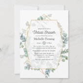 幾何学的ユーカリ仮想ベビーまたはブライダルシャワー 招待状 (正面)