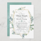 幾何学的ユーカリ仮想ベビーまたはブライダルシャワー 招待状 (正面/裏面)