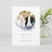 幾何学的ユーカリ結婚の写真 サンキューカード (スタンド正面)