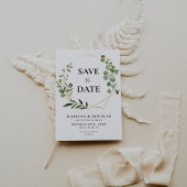 幾何学的ユーカリ結婚式の日付カードを保存 招待状