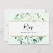 幾何学的ユーカリ緑のRSVPポストカード 出欠カード (裏面)