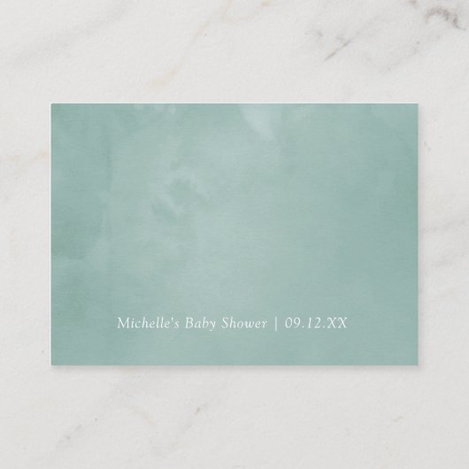 幾何学的ユーカリ赤ちゃんシャワーおむつラッフル エンクロージャーカード (裏面)