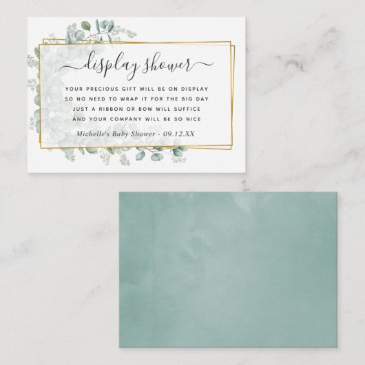 幾何学的ユーカリ赤ちゃんシャワー表示シャワー エンクロージャーカード (正面/裏面)