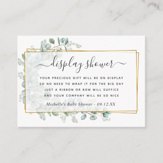 幾何学的ユーカリ赤ちゃんシャワー表示シャワー エンクロージャーカード (正面)