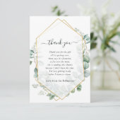 幾何学的ユーカリ赤ちゃんシャワー サンキューカード (スタンド正面)