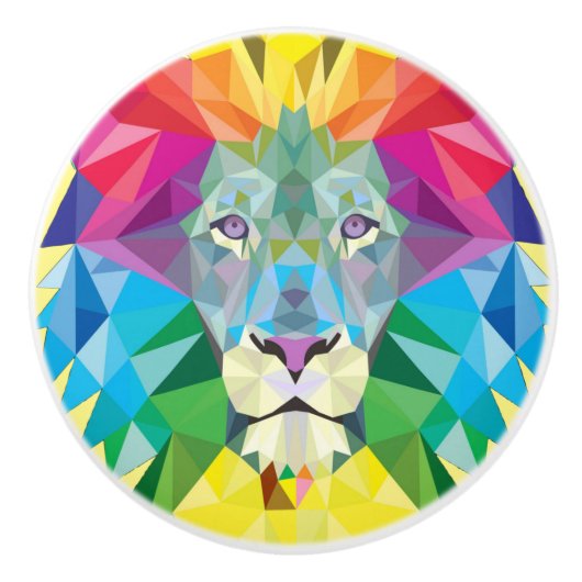 幾何学的ライオンの頭 セラミックノブ (正面)