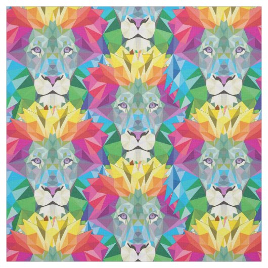 幾何学的ライオンの頭 ファブリック (見本)