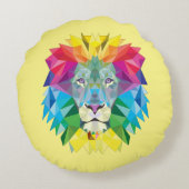 幾何学的ライオンの頭 ラウンドクッション (裏面)