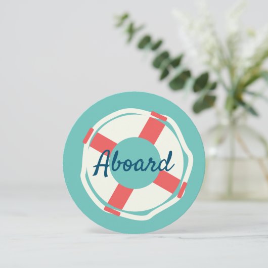 幾何学的ライフ救リングや輪航海のベビーシャワー 招待状 (スタンド正面)