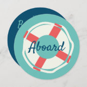 幾何学的ライフ救リングや輪航海のベビーシャワー 招待状 (正面/裏面)