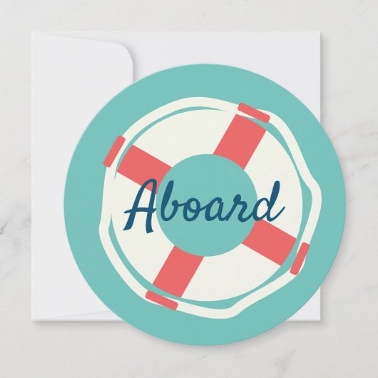 幾何学的ライフ救リングや輪航海のベビーシャワー 招待状 (正面)