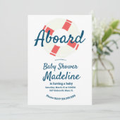 幾何学的ライフ救リングや輪航海のベビーシャワー 招待状 (スタンド正面)