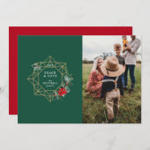 幾何学的リースイラストレーションファミリーホリデーフォト シーズンカード (正面/裏面)