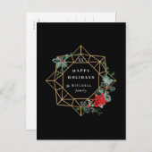 幾何学的リースホリディグリーティングフォトバック インビテーションポストカード (正面/裏面)