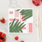 幾何学的ルアウ（ハワイ式宴会）トロピカルパーム離れズコーラルグリーン スタンダードランチョンナプキン (インサイチュ)