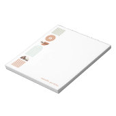 幾何学的レインボーモノグラムメモ帳 – ブラウン ノートパッド (回転)