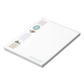 幾何学的レインボーモノグラムメモ帳 – 緑 ノートパッド (回転)