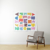 幾何学的レトロアルファベット タペストリー (インサイチュ(横))