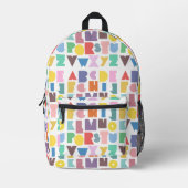 幾何学的レトロアルファベット プリントバックパック (正面)