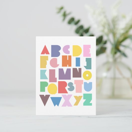 幾何学的レトロアルファベット ポストカード (スタンド正面)