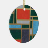 幾何学的レトロアールデコスタイルモンドリアン セラミックオーナメント (右)
