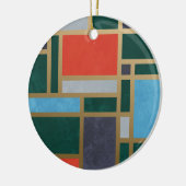 幾何学的レトロアールデコスタイルモンドリアン セラミックオーナメント (左)