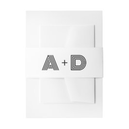 幾何学的レトロアールデコ結婚ズモノグラム 招待状ベリーバンド