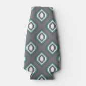 幾何学的レトロイカットの部族パターン ボトルクーラー (正面)