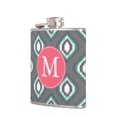 幾何学的レトロイカットの部族パターン |モノグラム フラスク (左)