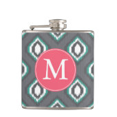 幾何学的レトロイカットの部族パターン |モノグラム フラスク (正面)