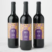 幾何学的レトロビーブス結婚秋の贈り物 ワインラベル (ボトル)