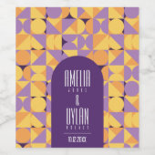 幾何学的レトロビーブス結婚秋の贈り物 ワインラベル (シングルラベル)