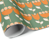 幾何学的レトロフラワーバウハウスグリーン誕生日 ラッピングペーパー (ロールコーナー)