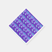 幾何学的レトロフラワーバウハウスパープル誕生日 スタンダードカクテルナプキン (角)