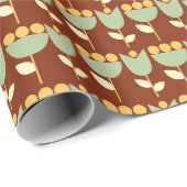 幾何学的レトロフラワーバウハウスブラウン誕生日 ラッピングペーパー (ロールコーナー)