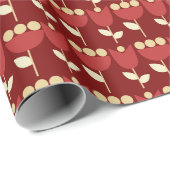 幾何学的レトロフラワーバウハウスマルーン誕生日 ラッピングペーパー (ロールコーナー)
