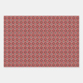 幾何学的レトロフローラルパターン ラッピングペーパーシート (正面3)