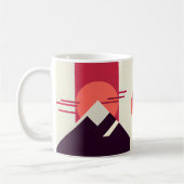 幾何学的レトロマウンテンサンライズイニシャルコーヒー コーヒーマグカップ (左)
