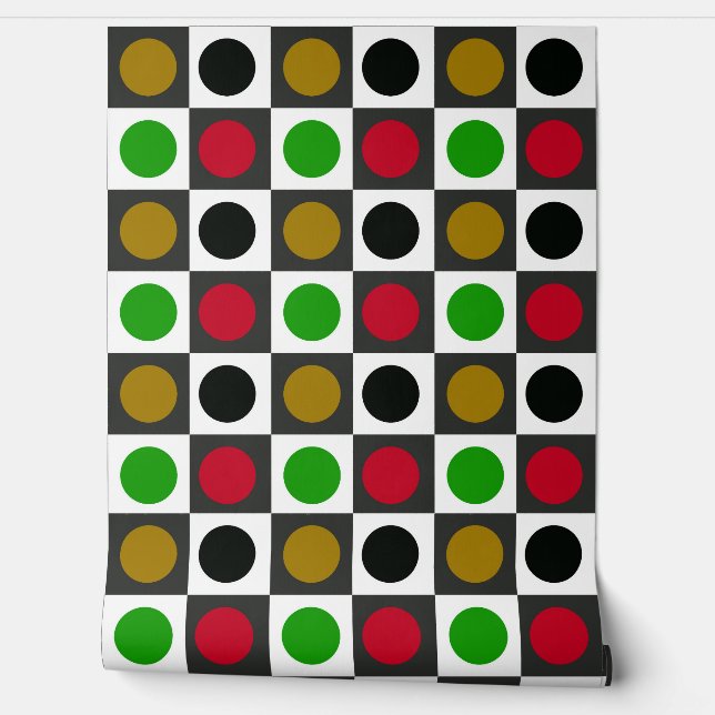 幾何学的レトロ円ドットパターン 壁紙 (ほどく)