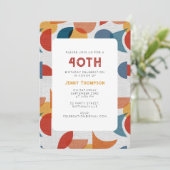 幾何学的レトロ抽象芸術ミッドセンチュリー誕生日 招待状 (スタンド正面)