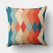 幾何学的レトロ数々の色の三角形パターン クッション (裏面)