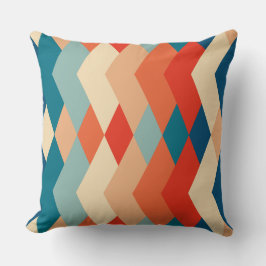 幾何学的レトロ数々の色の三角形パターン クッション