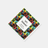 幾何学的レトロ数々の色パターン誕生日 スタンダードカクテルナプキン (角)