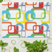 幾何学的レトロ数々の色パターン キッチンタオル (折り畳み)