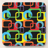 幾何学的レトロ数々の色パターン コースター (正面)