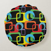 幾何学的レトロ数々の色パターン ラウンドクッション (裏面)