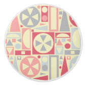 幾何学的レトロ1950年代ミッドセンチュリーモダンピンク セラミックノブ (正面)